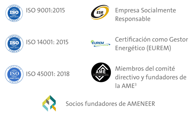 Certificaciones ISO, ESR, EUREM, AME y AMENEER